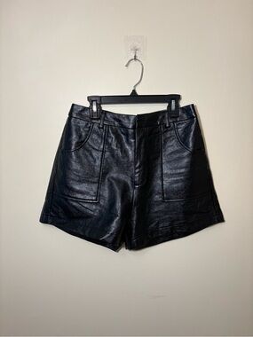 Beige Botany Black Faux Leather Women’s Shorts